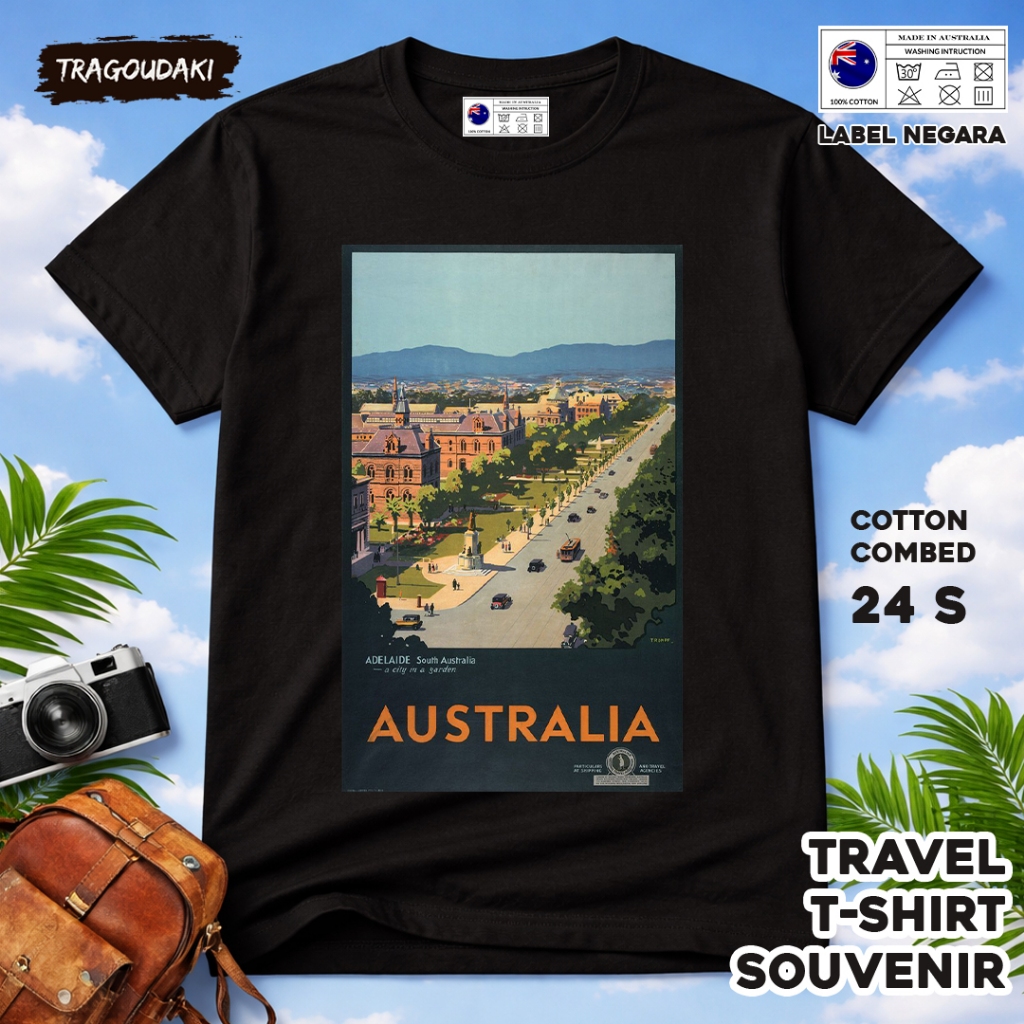 เสื้อยืดของที่ระลึก AUSTRALIA AUSTRALIA เสื้อผ้าของที่ระลึก 34 Tag ทําจากผ้าฝ้ายหวี 24s