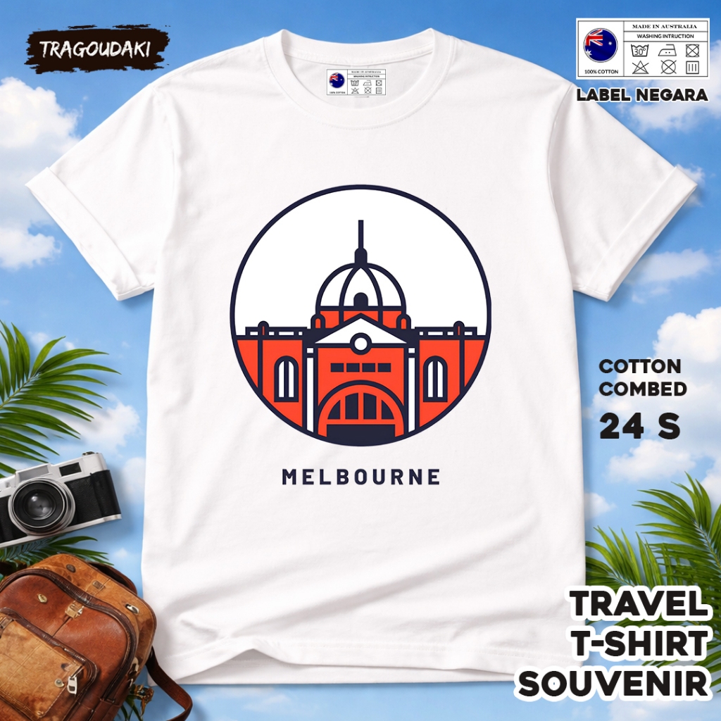 เสื้อยืดของที่ระลึก AUSTRALIA AUSTRALIA 62 Tag เสื้อผ้าของที่ระลึกทําจากผ้าฝ้ายหวี 24s