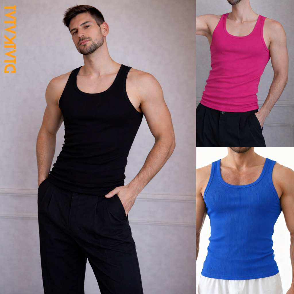 DIAIKAIAI - เสื้อกล้ามผู้ชาย Rib Knit Tanktop เสื้อกล้ามผู้ชาย