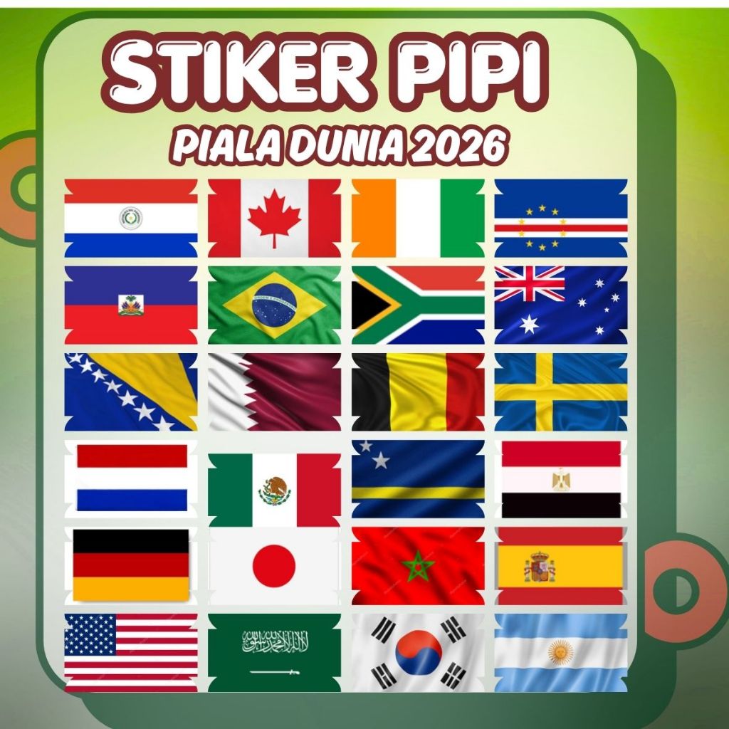 2026 WORLD CUP FOOTBALL COUNTRY FLAG CHEEK STICKER