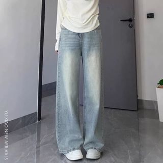 Celana Jeans Wanita High Waist Baggy Loose Fit – Denim Panjang Korean Style Wide Leg Kekinian