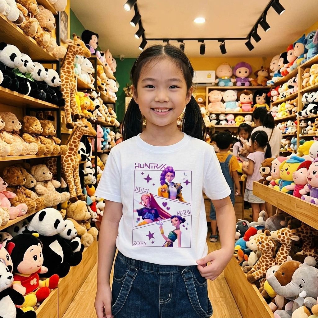 เสื้อยืดตัวละคร KPOP demon hunt hunt Hunttrix สําหรับเด็กชายและเด็กหญิงเสื้อยืด unisex