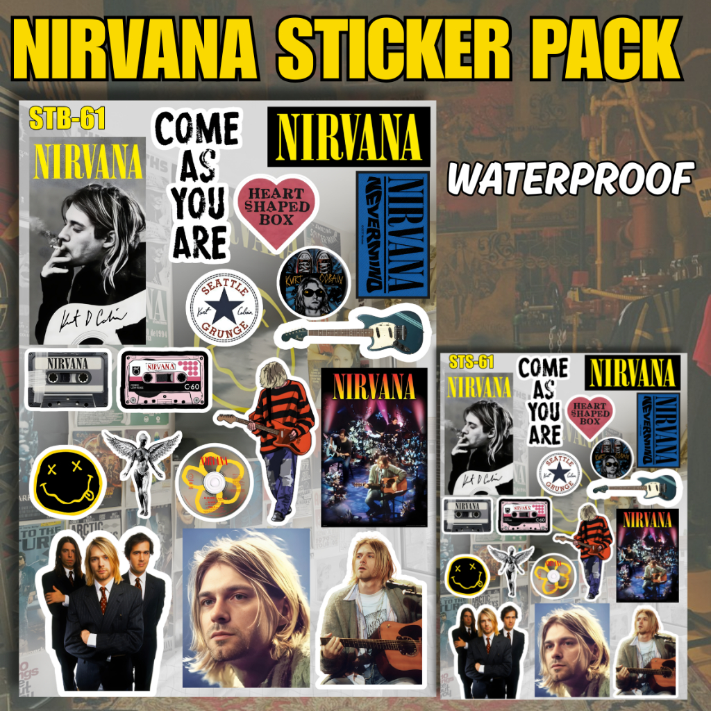 Nirvana สติกเกอร์แพ็คไวนิลเคลือบกันน้ําติดทนนาน Anti-Fade Grunge Aesthetic Premium กลางแจ้งทนทาน
