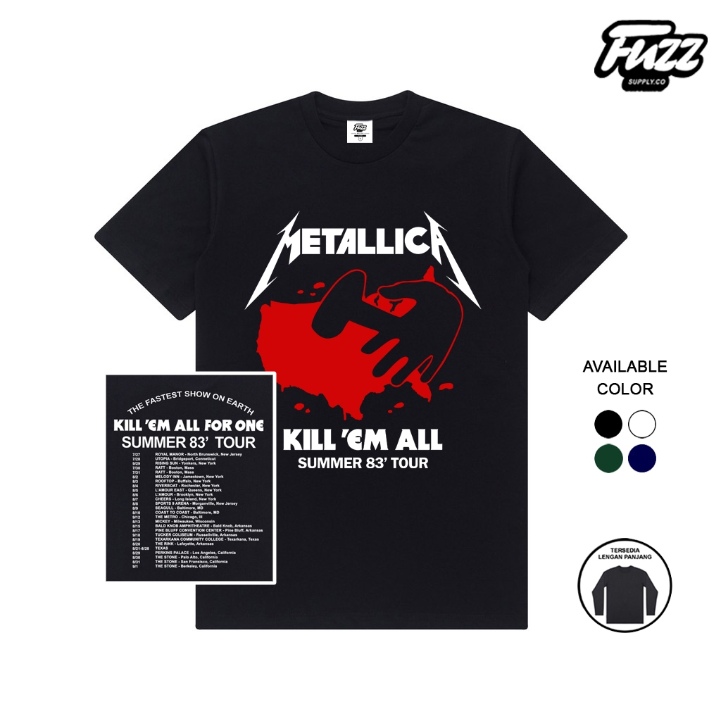 Fuzz Kaos Band Metallica Kill Em All เสื้อยืด Metal Music Cotton Combed 30s