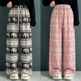 Celana Kulot Rayon Motif Gajah Unisex Remaja Usia 7-16 Tahun Celana Kulot Panjang Nyaman