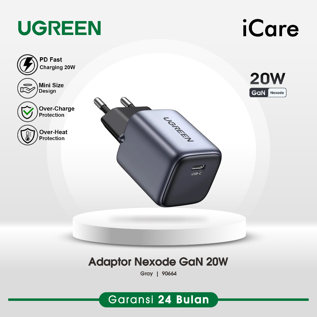 UGREEN Nexode GaN 20W Type-C อะแดปเตอร์ชาร์จเร็ว 20W 90664 15324
