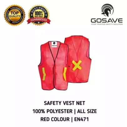 MERAH Scoth X Project Gosave Net Safety Vest สีแดงโพลีเอสเตอร์ Gosave Brand Net Project Vest Gosave 