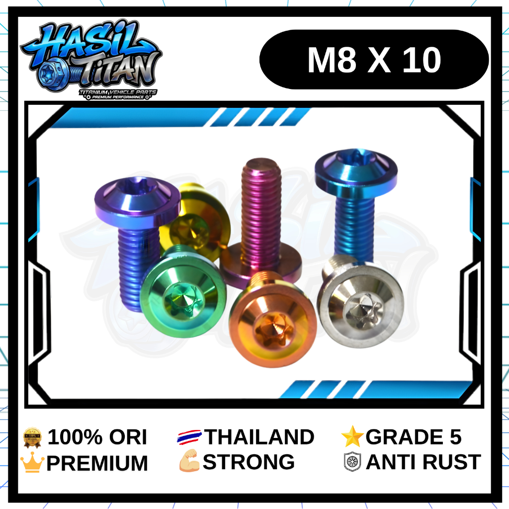 สลักเกลียวไทเทเนียม M6 x 10 เกลียว 10 x 10 หัวใหญ่