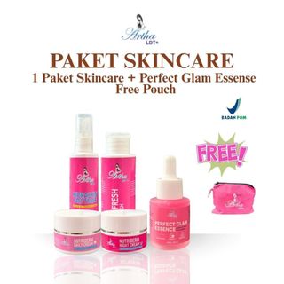 [ARTHA LDT] 1 PAKET SKINCARE DAN SERUM WAJAH PERFECT GLAM ESSENCE [SERUM PINK] FREE POUCH