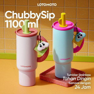LOTOMOTO Tumbler Stainless 1100 ML - Mug Kopi Portable Aesthetic Termos Lucu Tahan Panas Dingin 24 jam Vakum Chubby Bulat