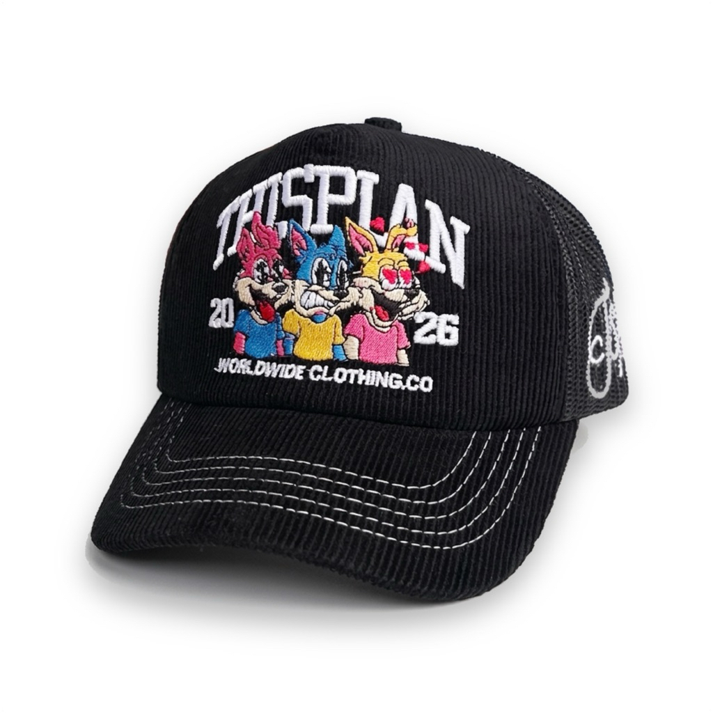 หมวก Corduroy Trucker สีดํา Triplewolf Thisplan