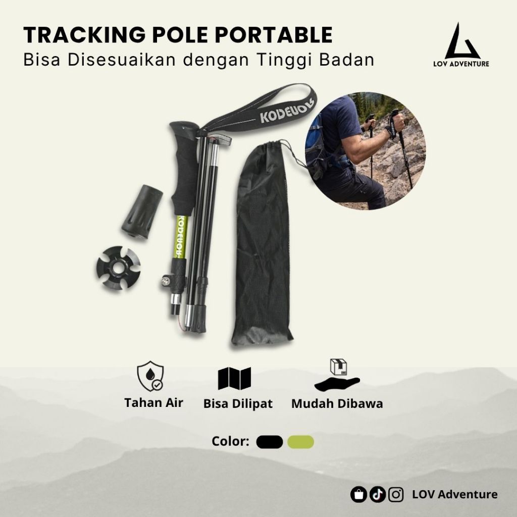 Mountain Climber Stick / Tracking Hiking Camping Outdoor พับได้ - Trekking Pole Kodenor