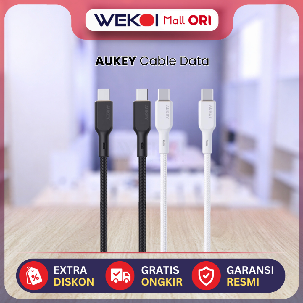 AUKEY Type-C สายชาร์จ CB-KCC101 สายถักไนลอนถัก USB-C ถึง USB-C สายสีดํา