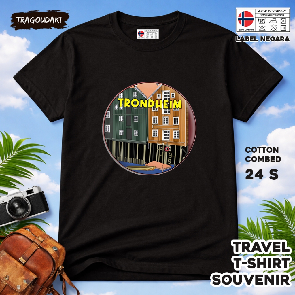 เสื้อยืดของที่ระลึก NORWAY NORWAY เสื้อผ้าที่ระลึก 108 Tag ทําจากผ้าฝ้ายหวี 24s