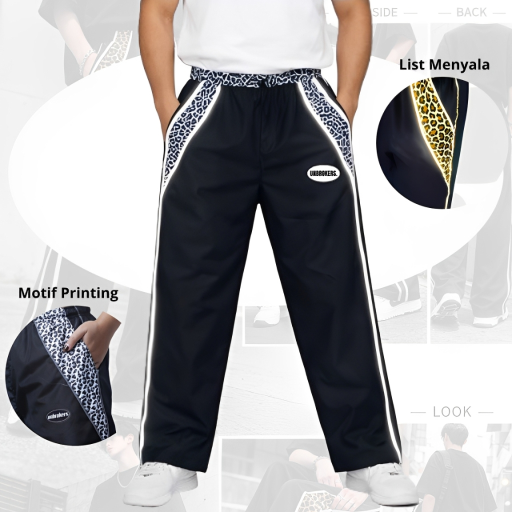 VINTAGE Y2K BUGGY PANTS LEOPARD MOTIF สําหรับผู้ชายและผู้หญิง