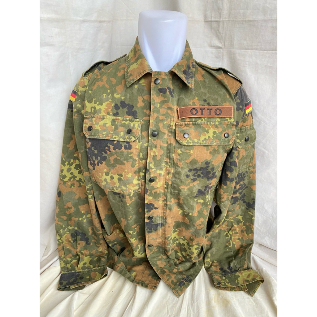 KEMEJA Original German Army Fleecktarn Camo BDU Shirt (44)