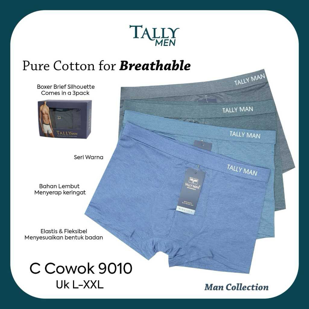 [ 3 ชิ้น ] Boxer Tally Premium 9010 / Boxer shighy wireless / Boxer tally men Seamless / ชุดชั้นในชา