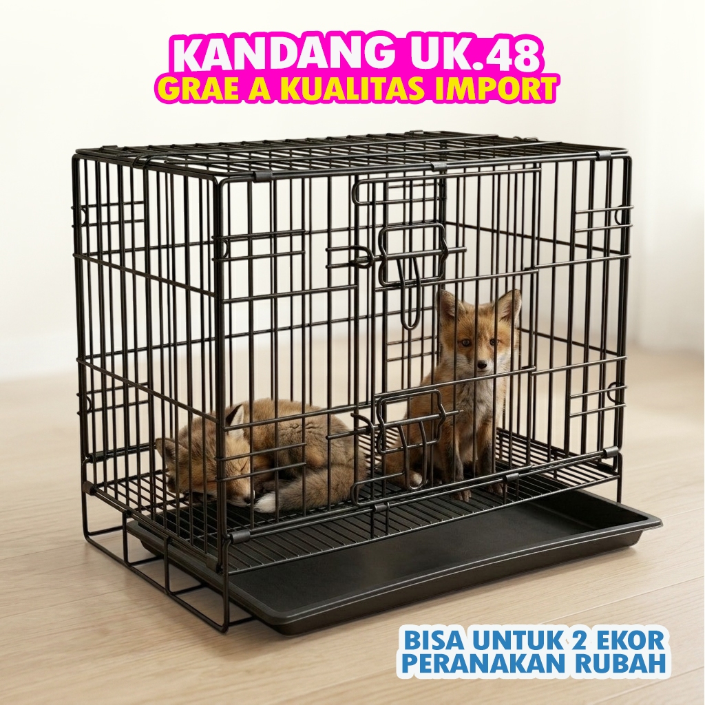 PREMIUM THICK IMPORTED FOX CAGE UK.48 - ฟรีแท็ก NAME, TRAY - UK.48 X 30 X 38, สามารถพับได้