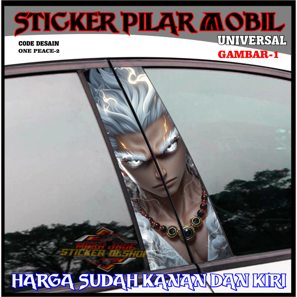 One Piece 2 CAR WINDOW PILLAR STICKER พร้อมใช้สามารถใช้งานได้ทุกยี่ห้อ