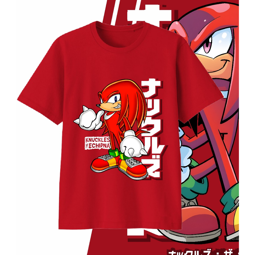 KATUN NK FASHION KNUCKLES THE ECHIDNA Non อย่างเป็นทางการผ้าฝ้ายพิมพ์ Street สไตล์เสื้อยืดสําหรับเด็