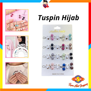 SMS Tuspin Hijab 12Pcs Anti Slip Klip Jilbab Bros Pengait Jilbab Aksesoris Syal Selendang Muslim Non-slip Mewah 12 Pcs Peniti Jilbab Mutiara Ala Turki