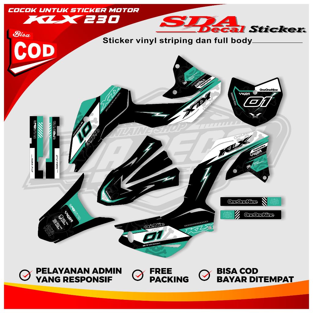 KLX 230 Full Body Decal Sticker - KLX 230 Full Body Decal สติกเกอร์สามารถปรับแต่งชื่อและหมายเลข SDA.