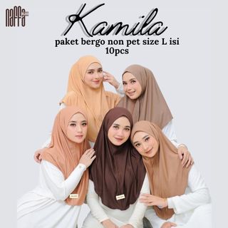KAMILA - 100RB ISI 10PCS Kerudung Hijab Instan Non Pet (Size L) Bergo Malay Jersey Premium