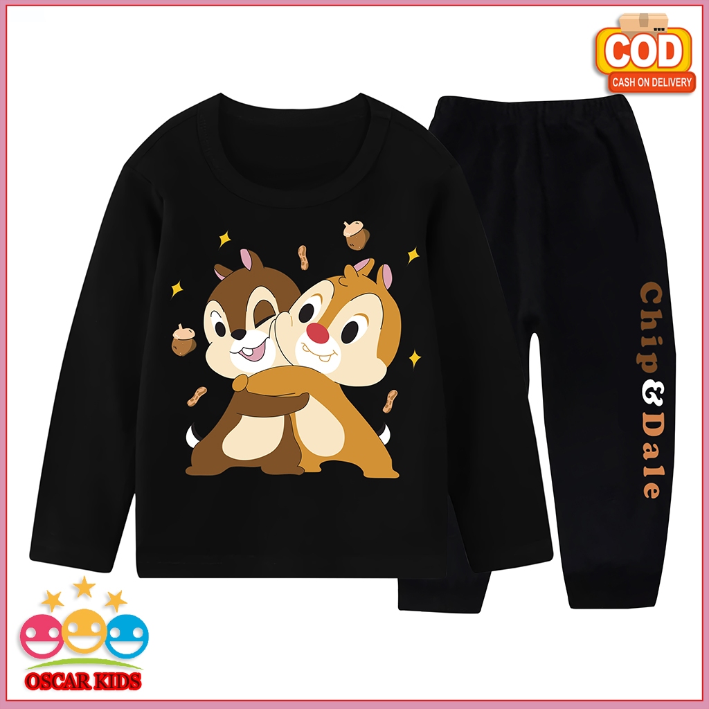 CHIP & DALE ชุดนอนเด็กผู้ชายวัสดุพรีเมี่ยมกางเกงขายาวแขนยาว 3 ปี-10 ปี