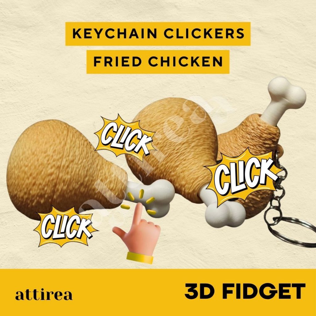 พวงกุญแจ GUNGAN Fidget Clicker - ไก่ทอด | พวงกุญแจของเล่นไก่ทอดของเล่นต่อต้านความเครียดออกคลิ๊กเสียง