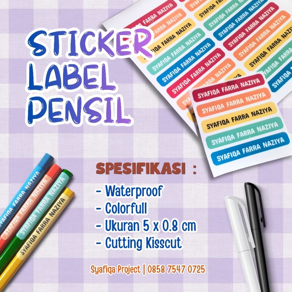 PENCIL / BALLPIN STICKERS | PENCIL AND ATK NAME LABEL STICKERS