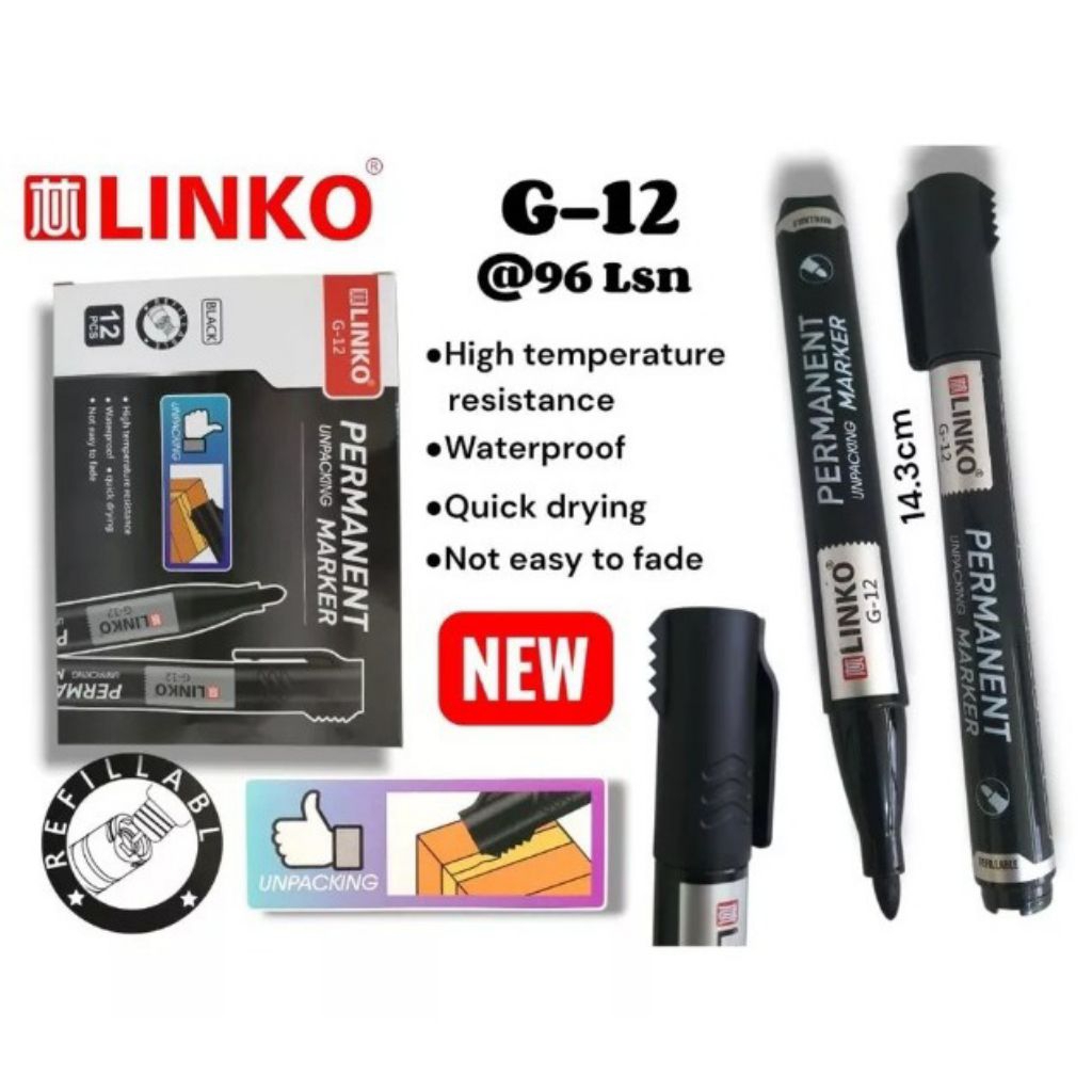 (12 ชิ้น) G-12 Linko ปากกามาร์กเกอร์ถาวร