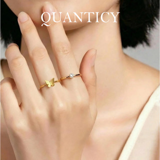 2Pcs/Set Cincin Titanium Kupu Zirkon Kelas Atas Anti Karat Sederhana Wanita Fashion Kelas Atas Berlian Hadiah Pasangan Couple Aksesoris-qt