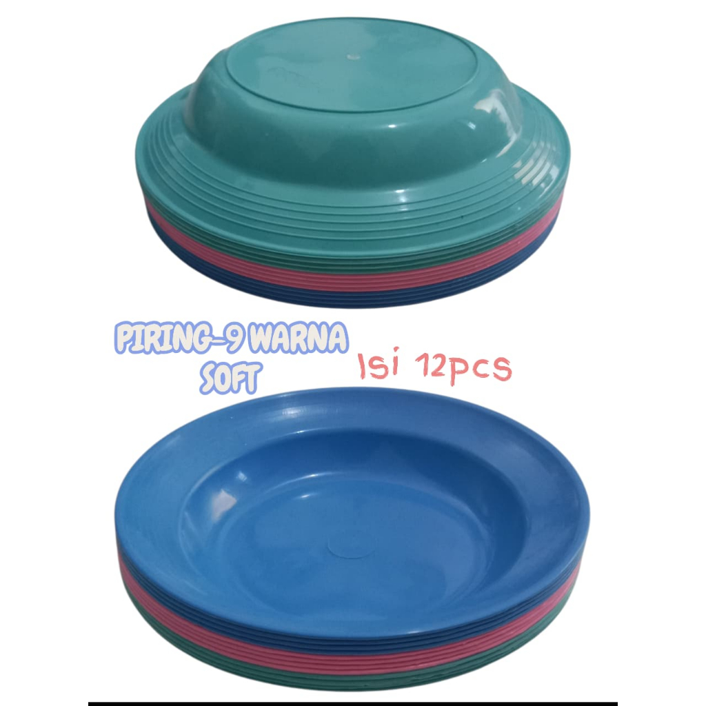 จานพลาสติกพลาสติกพลาสติกพลาสติก 12 ชิ้น / สีอ่อน RB-9