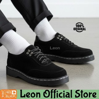 Sepatu Formal Oxford Pantofel Suede Ring Hitam Pria Wanita Casual Sekolah Kerja Leon Monzi