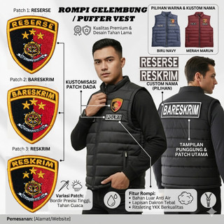 Free Nama - Rompi Gelembung Bahan Premium dengan Logo Bareskrim Reskrim dan Reserse Model Terbaru