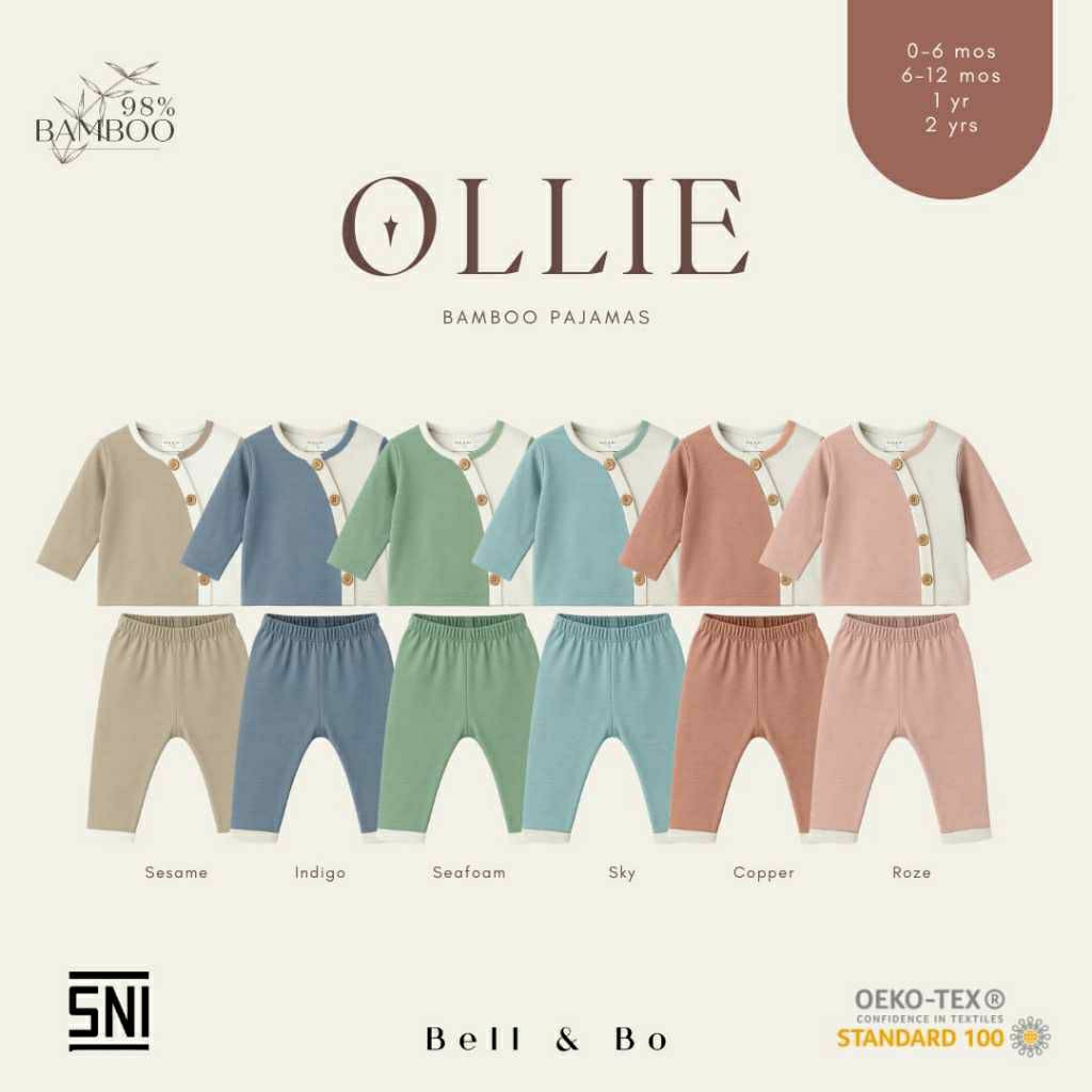 BELL & BO - OLLIE เสื้อผ้าเด็ก Unisex ทําจากไม้ไผ่พรีเมี่ยม 0-12 เดือน 1-2 ปี