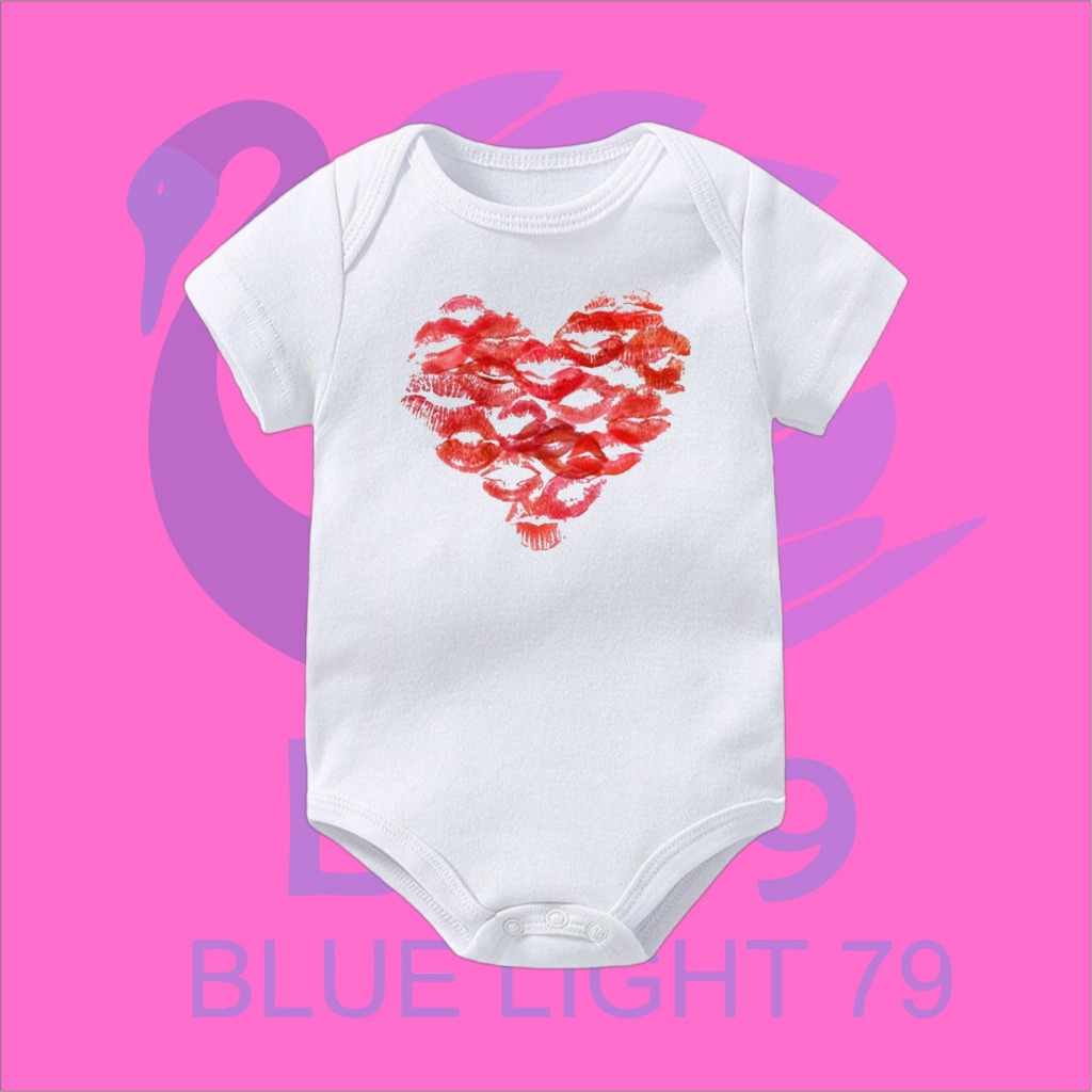 เสื้อผ้าเด็ก JUMPER BABY KISS LOVE / LOVE BOYS GIRLS BODYSUIT JUMPSUIT BABY SHORT SLEEVE KIDS COTTON