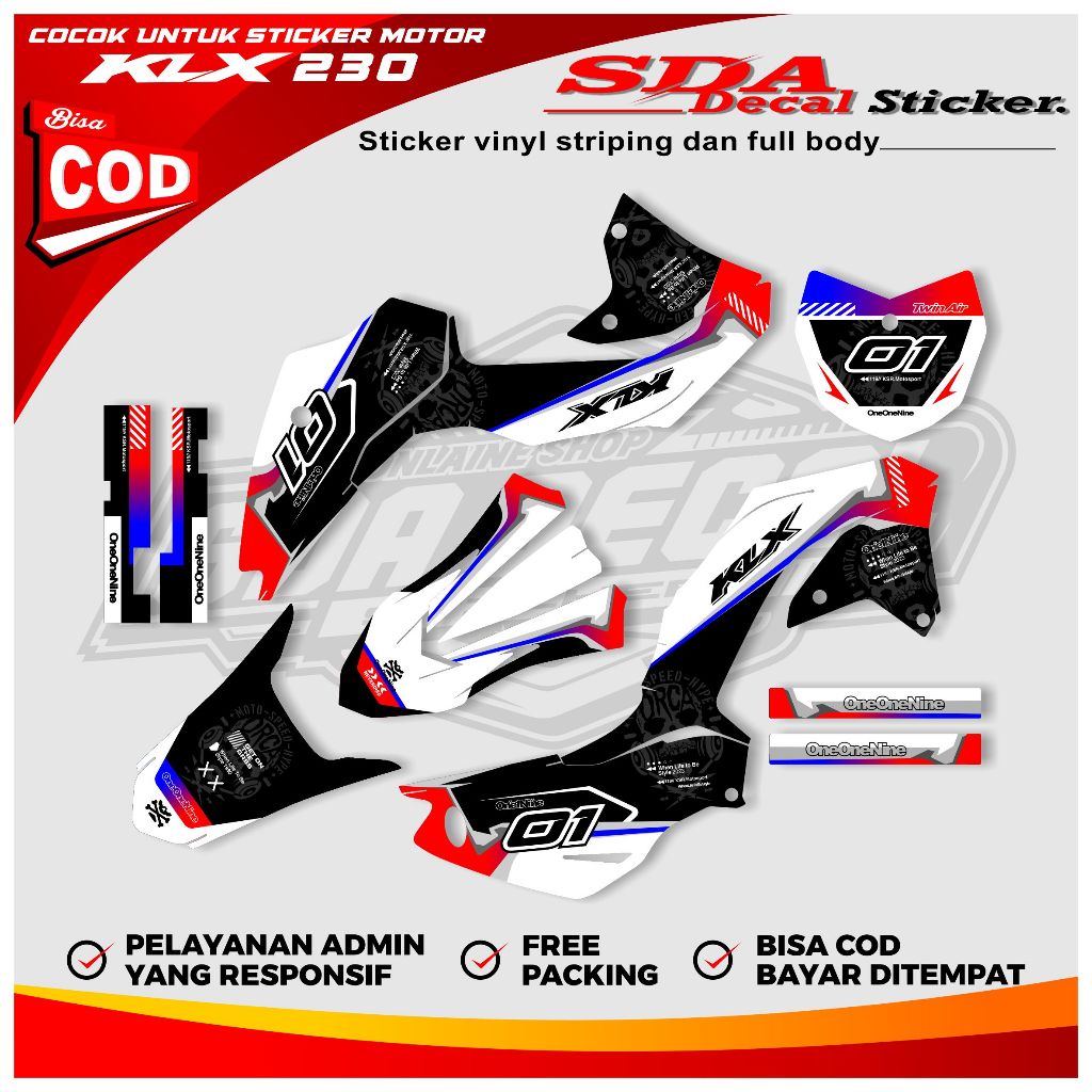 KLX 230 Full Body Decal Sticker - KLX 230 Full Body Decal สติกเกอร์สามารถปรับแต่งชื่อและหมายเลข SDA.