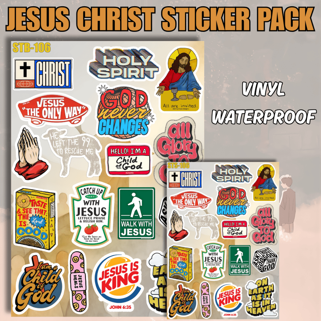 Jesus Christ Sticker Vinyl Glossy Pack Premium Christian Aesthetic Spiritual กันน้ําแล็ปท็อป Tumbler ตกแต่ง