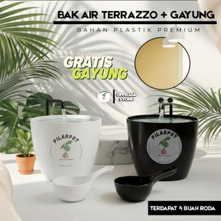 Bak Mandi Estetik Terazzo Lovenia 40 | Bak Mandi Modern Motif Keramik Polos Roda + Gratis Gayung