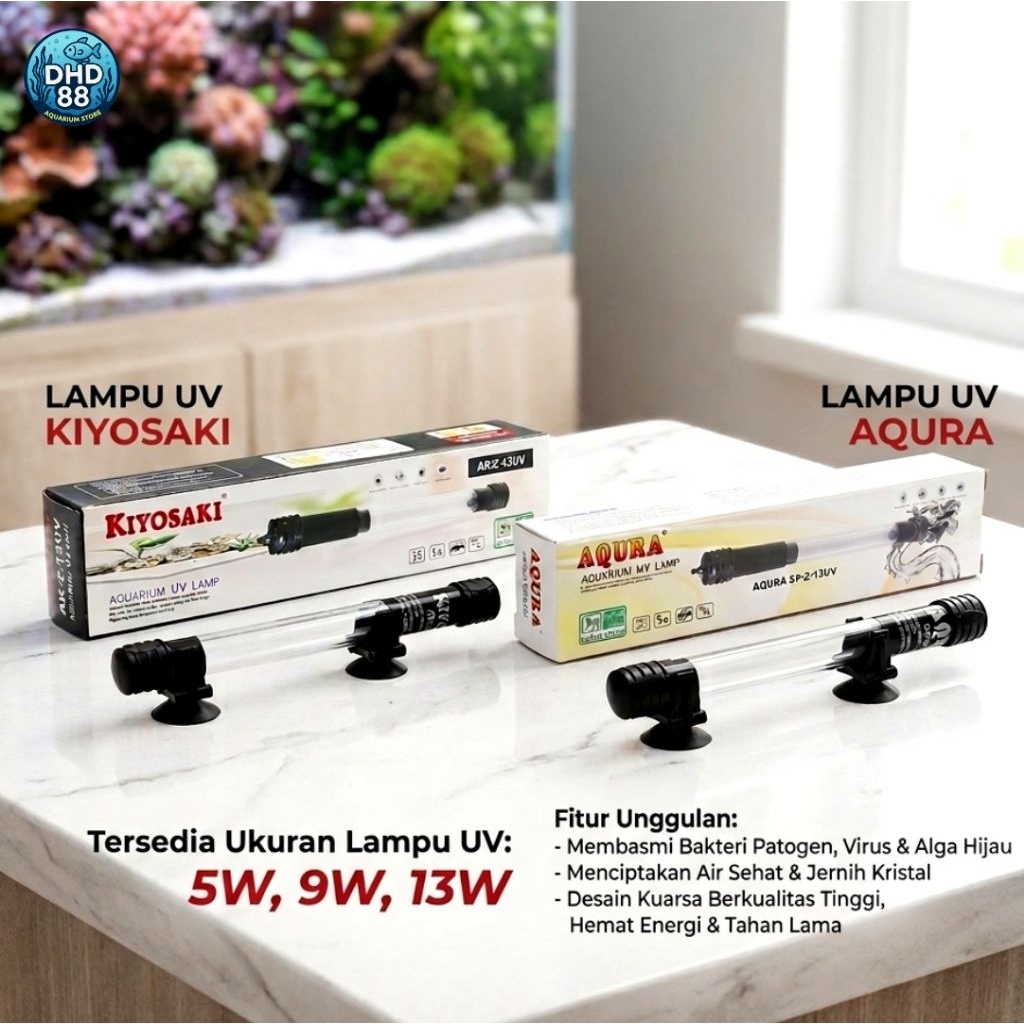 KIYOSAKI AR-Z / AQURA ASP UV LAMP, POWER 5 วัตต์, 9 วัตต์, 13 วัตต์.