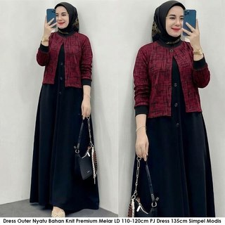 Gamis Outer Nyatu Kekinian Lolita Maxy 2  Bahan Knit Premium LD 110cm PJ 135cm Trendy Modis