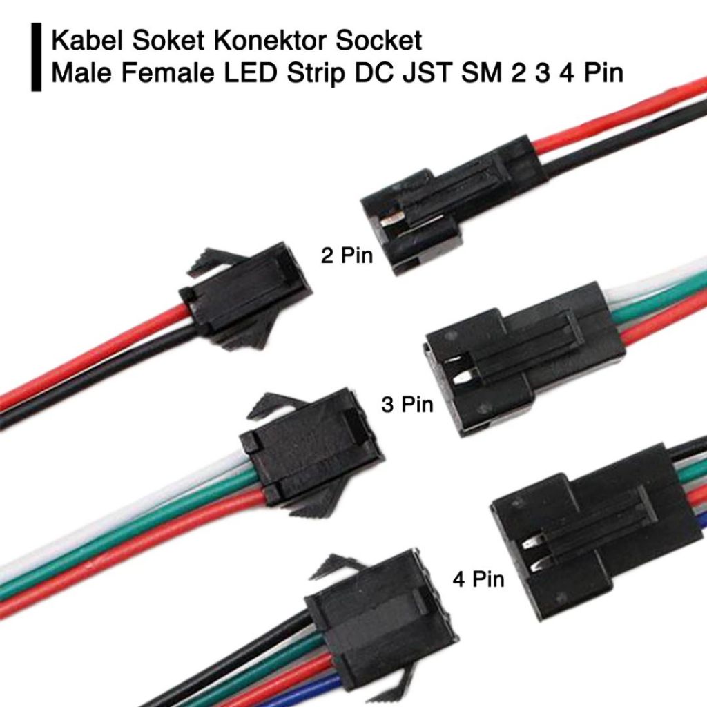 JST ซ็อกเก็ต JST 2 PIN 3 PIN 4 PIN JST LED ซ็อกเก็ต RGB LED ซ็อกเก็ต 2 ขา 3 ขา LED RGB Matrix พร้อม 
