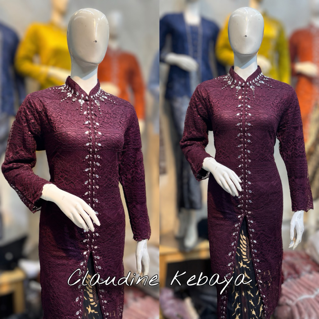 CLAUFINE KEBAYA - เสื้อคลุมผ้าคอปกเซี่ยงไฮ้ kebaya พร้อมเลื่อมผสม kebaya ล่าสุด, kebaya ที่สําเร็จกา