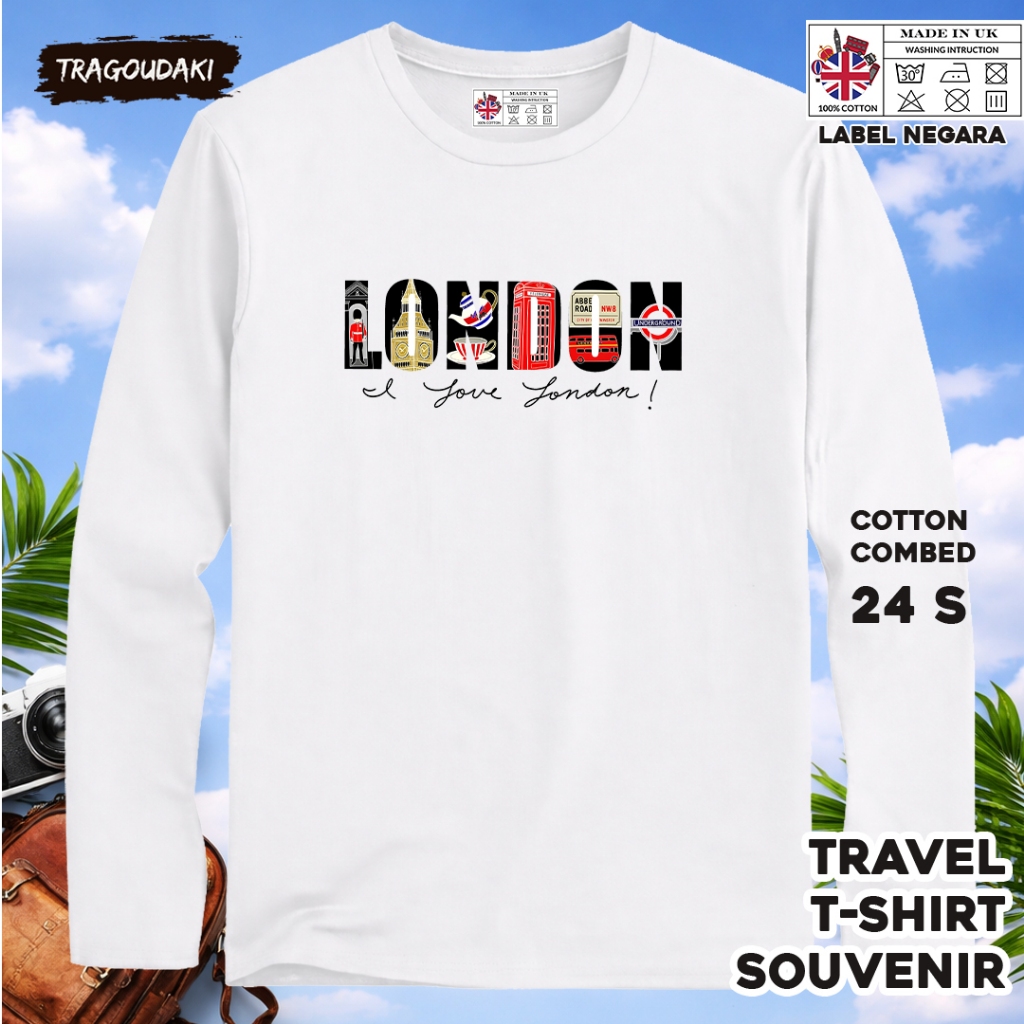ENGLAND 109 LONG-SLEEVED SOUVENIR เสื้อยืด ENGLAND COUNTRY TAG COTTON 24S ของขวัญพรีเมี่ยม SOUVENIR