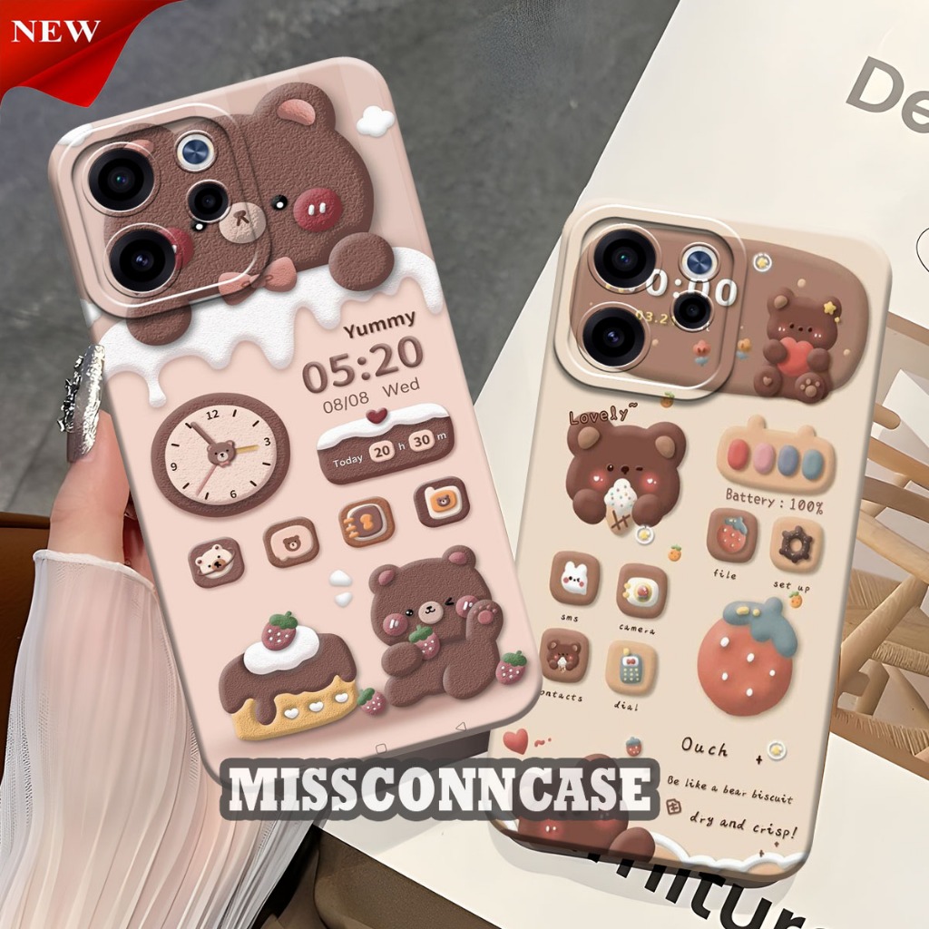 HP Oppo Reno 15F Softcase - Oppo Reno 14F - เคสโทรศัพท์ Cute Bear Brown Motif - เคสโทรศัพท์แบบยืดหยุ