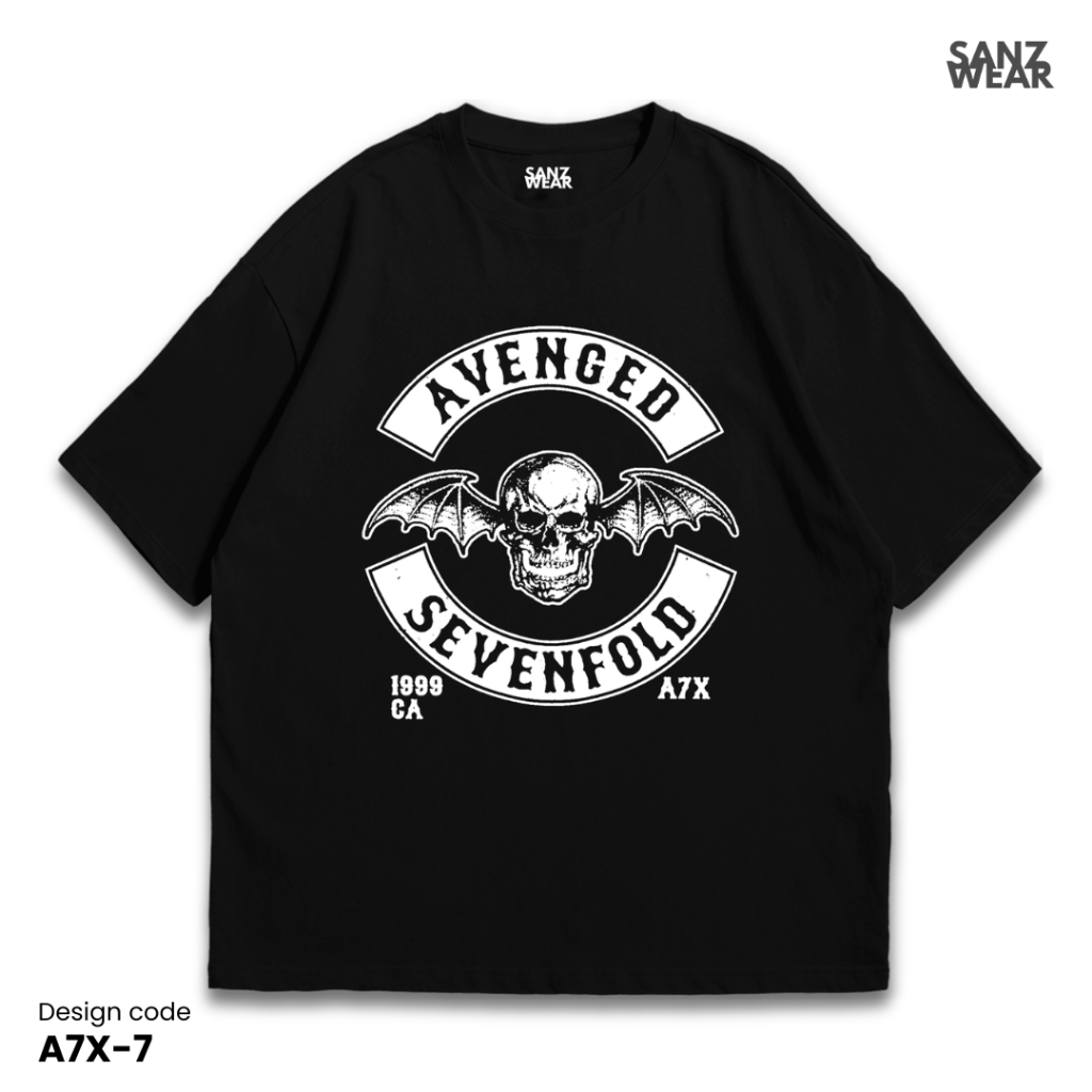 เสื้อยืด SANZ AVENGED SEVENFOLD | เสื้อยืดฟอกหิน | ดําขาว | A7X-7