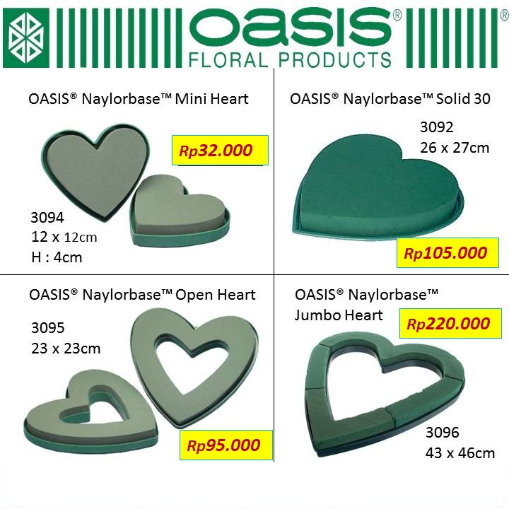 OASIS Naylorbase Jumbo Heart รหัส 3096 Flower Foam Heart Jumbo Foam flower Heart Oasis อุปกรณ์ดอกไม้