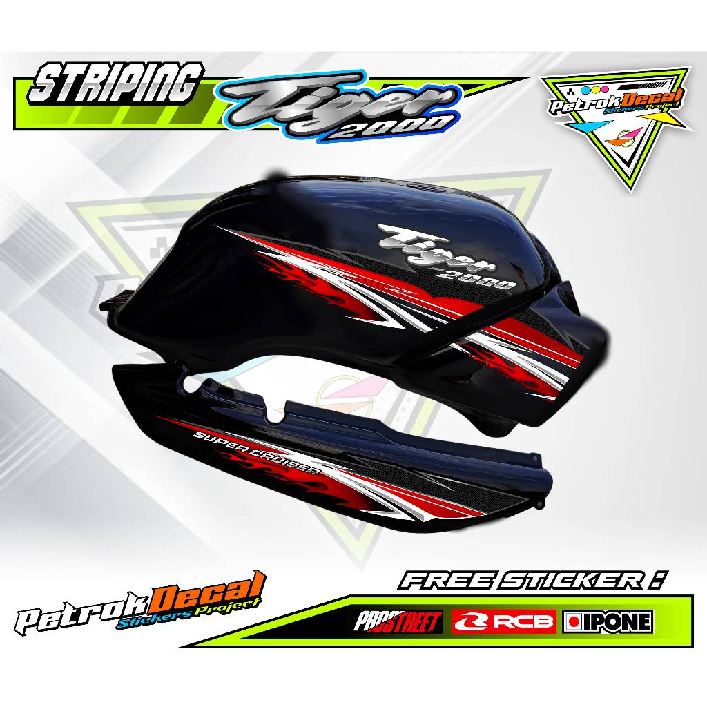 HONDA TIGER 2000 TILAM VARIATION STRIPING - FIRE STYLE / OLD HONDA TIGER VARIATION STICKER LIST