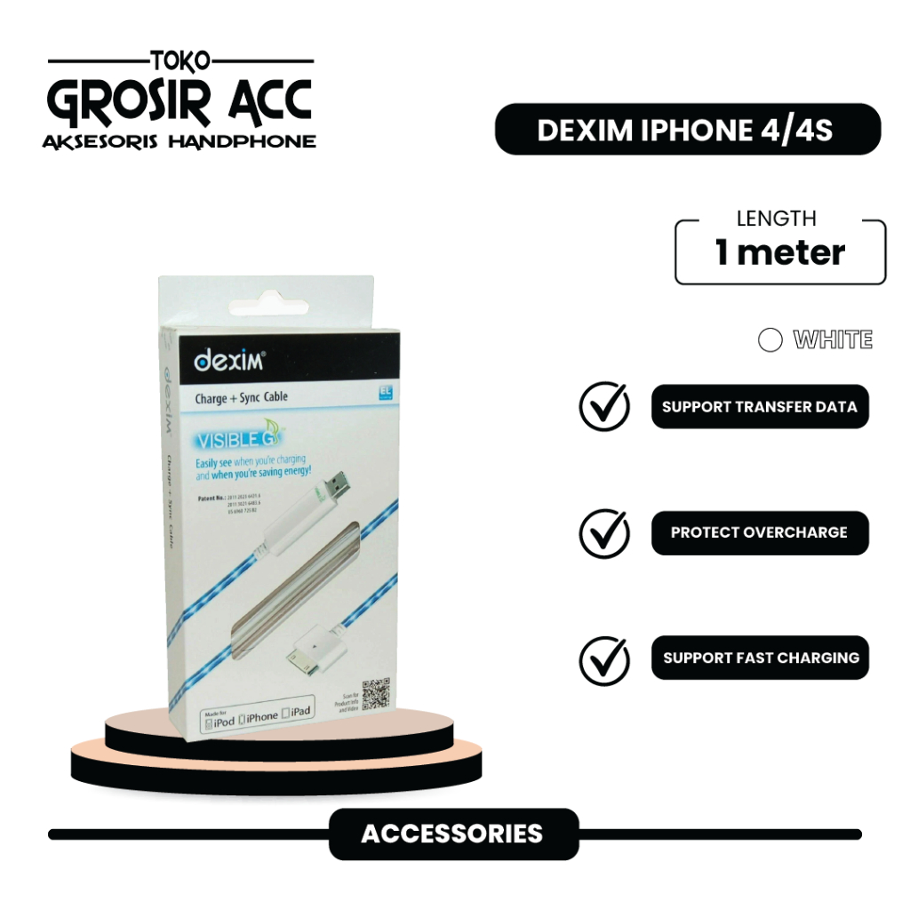 สายเคเบิลข้อมูลสําหรับ Dexim IP 4 4S - สายเคเบิลข้อมูล iPh 4 & 4s